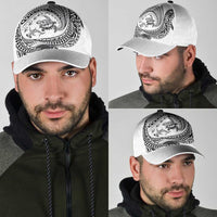 Hawaiian Turtle and Shark Classic Cap Kakau Tribal with Polynesian Pattern White Color LT03 - Polynesian Pride