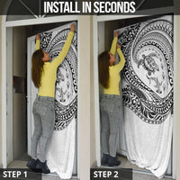 Hawaiian Turtle and Shark Door Cover Kakau Tribal with Polynesian Pattern White Color LT03 - Polynesian Pride