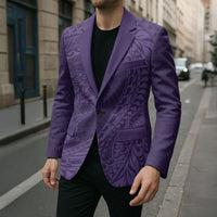 Hawaiian Turtle and Shark Blazer Kakau Tribal with Polynesian Pattern Purple Color LT03 - Polynesian Pride