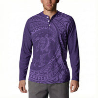 Hawaiian Turtle and Shark Button Sweatshirt Kakau Tribal with Polynesian Pattern Purple Color LT03 - Polynesian Pride