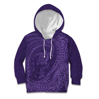 Hawaiian Turtle and Shark Kid Hoodie Kakau Tribal with Polynesian Pattern Purple Color LT03 Hoodie Purple - Polynesian Pride