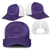 Hawaiian Turtle and Shark Mesh Trucker Cap Kakau Tribal with Polynesian Pattern Purple Color LT03 - Polynesian Pride