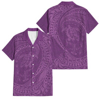 Hawaiian Turtle and Shark Family Matching Summer Maxi Dress and Hawaiian Shirt Kakau Tribal with Polynesian Pattern Pink Color LT03 Dad's Shirt - Short Sleeve Pink - Polynesian Pride