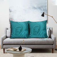 Hawaiian Turtle and Shark Pillow Cover Kakau Tribal with Polynesian Pattern Turquoise Color LT03 - Polynesian Pride