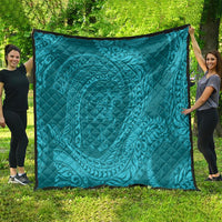 Hawaiian Turtle and Shark Quilt Kakau Tribal with Polynesian Pattern Turquoise Color LT03 - Polynesian Pride