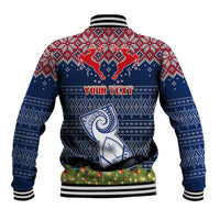 Personalised Guam Christmas Baseball Jacket Chamorro Guam Tattoos Beautiful Merry Xmas Snowflake LT03 - Polynesian Pride