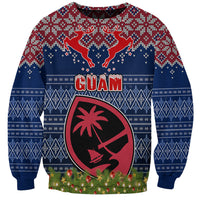 Personalised Guam Christmas Sweatshirt Chamorro Guam Tattoos Beautiful Merry Xmas Snowflake LT03 Unisex Blue - Polynesian Pride