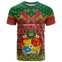 Tonga Christmas T Shirt Coat of Arms and Map Beautiful Merry Xmas Snowflake LT03 Red - Polynesian Pride