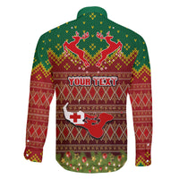 Personalised Tonga Christmas Family Matching Off Shoulder Short Dress and Hawaiian Shirt Coat of Arms and Map Beautiful Merry Xmas Snowflake LT03 - Polynesian Pride