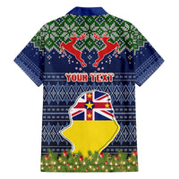Personalised Niue Christmas Family Matching Long Sleeve Bodycon Dress and Hawaiian Shirt Coat of Arms and Map Beautiful Merry Xmas Snowflake LT03 - Polynesian Pride