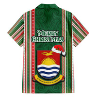 Kiribati Christmas Hawaiian Shirt Santa With Gift Bag Behind Ribbons Seamless Green Maori LT03 - Polynesian Pride