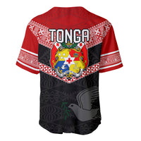 Tonga Baseball Jersey Tonga Coat of Arms with Seamless Tapa Ngatu Pattern LT03 - Polynesian Pride