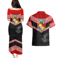 Tonga Couples Matching Puletasi Dress and Hawaiian Shirt Tonga Coat of Arms with Seamless Tapa Ngatu Pattern LT03 - Polynesian Pride