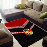 Personalised Tonga Area Rug Tonga Coat of Arms with Seamless Tapa Ngatu Pattern LT03 - Polynesian Pride