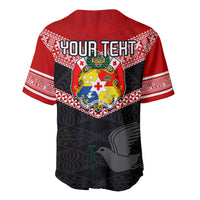 Personalised Tonga Baseball Jersey Tonga Coat of Arms with Seamless Tapa Ngatu Pattern LT03 - Polynesian Pride