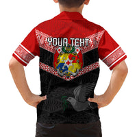 Personalised Tonga Family Matching Puletasi Dress and Hawaiian Shirt Tonga Coat of Arms with Seamless Tapa Ngatu Pattern LT03 - Polynesian Pride