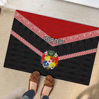 Personalised Tonga Rubber Doormat Tonga Coat of Arms with Seamless Tapa Ngatu Pattern LT03 - Polynesian Pride