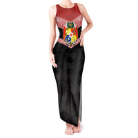 Personalised Tonga Tank Maxi Dress Tonga Coat of Arms with Seamless Tapa Ngatu Pattern LT03 Women Black - Polynesian Pride