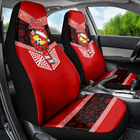 Tonga Christmas Car Seat Cover Tongan Coat of Arms Santa With Ngatu Pattern Christmas Red Style LT03 - Polynesian Pride