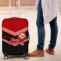 Tonga Christmas Luggage Cover Tongan Coat of Arms Santa With Ngatu Pattern Christmas Red Style LT03 Red - Polynesian Pride