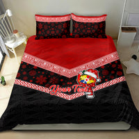 Personalised Tonga Christmas Bedding Set Tongan Coat of Arms Santa With Ngatu Pattern Christmas Red Style LT03 - Polynesian Pride