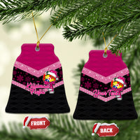 Personalised Tonga Christmas Ceramic Ornament Tonga Coat of Arms with Seamless Tapa Ngatu Pattern Xmas Pink Style LT03 - Polynesian Pride