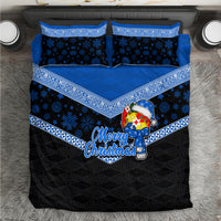 Tonga Christmas Bedding Set Tongan Coat of Arms Santa With Ngatu Pattern Christmas Blue Style LT03 Blue - Polynesian Pride