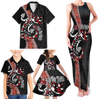 Aotearoa Toitu Te Tiriti Family Matching Tank Maxi Dress and Hawaiian Shirt Maori Taniwha Haka - Honour the Treaty LT03