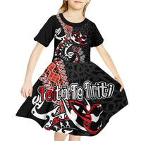 Aotearoa Toitu Te Tiriti Kid Short Sleeve Dress Maori Taniwha Haka - Honour the Treaty LT03
