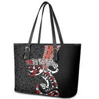 Aotearoa Toitu Te Tiriti Leather Tote Bag Maori Taniwha Haka - Honour the Treaty LT03