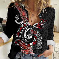 Aotearoa Toitu Te Tiriti Women Casual Shirt Maori Taniwha Haka - Honour the Treaty LT03