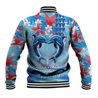 Hawaiian Dolphin Love Couple - Ocean Heart Baseball Jacket LT03 - Polynesian Pride