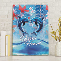 Hawaiian Dolphin Love Couple - Ocean Heart Canvas Wall Art LT03 Without Frame Blue - Polynesian Pride