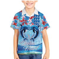 Hawaiian Dolphin Love Couple - Ocean Heart Family Matching Mermaid Dress and Hawaiian Shirt