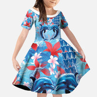 Hawaiian Dolphin Love Couple - Ocean Heart Family Matching Tank Maxi Dress and Hawaiian Shirt