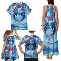 Hawaiian Dolphin Love Couple - Ocean Heart Family Matching Tank Maxi Dress and Hawaiian Shirt