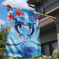 Hawaiian Dolphin Love Couple - Ocean Heart Garden Flag LT03 - Polynesian Pride