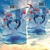Hawaiian Dolphin Love Couple - Ocean Heart Garden Flag LT03 - Polynesian Pride