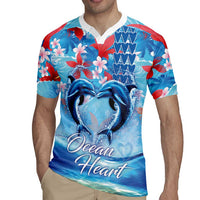 Hawaiian Dolphin Love Couple - Ocean Heart Rugby Jersey LT03 - Polynesian Pride