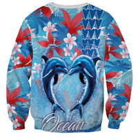 Hawaiian Dolphin Love Couple - Ocean Heart Sweatshirt LT03 - Polynesian Pride
