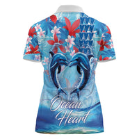 Hawaiian Dolphin Love Couple - Ocean Heart Women Polo Shirt LT03 - Polynesian Pride