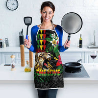 Hawaiian One Love Apron Reggae Lion Tropical Plants and Kakau with Tribal Pattern LT03 - Polynesian Pride
