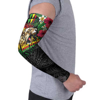 Hawaiian One Love Arm Sleeves Reggae Lion Tropical Plants and Kakau with Tribal Pattern LT03 - Polynesian Pride
