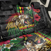 Hawaiian One Love Back Car Seat Cover Reggae Lion Tropical Plants and Kakau with Tribal Pattern LT03 - Polynesian Pride