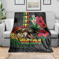 Hawaiian One Love Blanket Reggae Lion Tropical Plants and Kakau with Tribal Pattern LT03 - Polynesian Pride