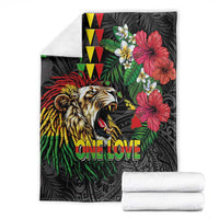 Hawaiian One Love Blanket Reggae Lion Tropical Plants and Kakau with Tribal Pattern LT03 - Polynesian Pride