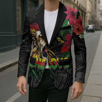 Hawaiian One Love Blazer Reggae Lion Tropical Plants and Kakau with Tribal Pattern LT03 - Polynesian Pride