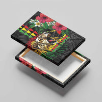 Hawaiian One Love Canvas Wall Art Reggae Lion Tropical Plants and Kakau with Tribal Pattern LT03 - Polynesian Pride