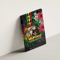 Hawaiian One Love Canvas Wall Art Reggae Lion Tropical Plants and Kakau with Tribal Pattern LT03 - Polynesian Pride