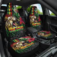 Hawaiian One Love Car Seat Cover Reggae Lion Tropical Plants and Kakau with Tribal Pattern LT03 One Size Black - Polynesian Pride